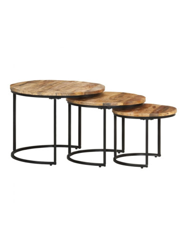 Sonata H Стифиращи маси, 3 бр, грубо мангово дърво