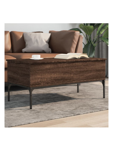 Sonata H Маса за кафе, кафяв дъб, 100x50x45 см, инженерно дърво и метал