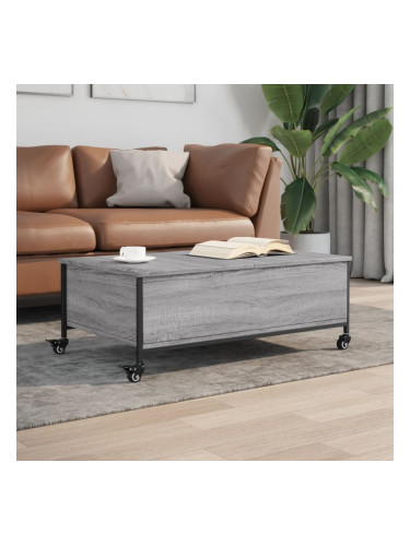 Sonata H Маса за кафе с колелца сив сонома 91x55x34 см инженерно дърво