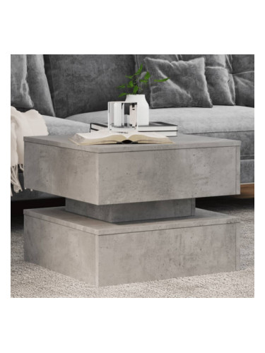 Sonata H Маса за кафе с LED осветление, бетонно сива, 50x50x40 см