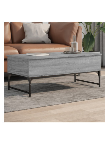 Sonata H Кафе маса, сив сонома, 100x50x40 см, инженерно дърво и метал