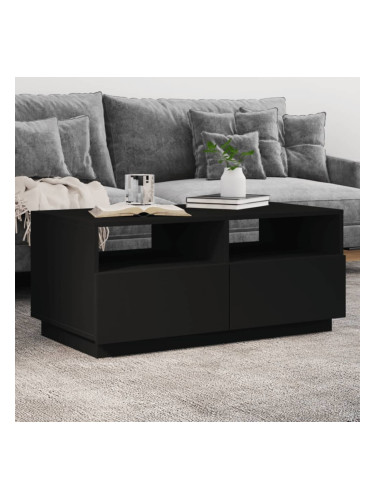 Sonata H Маса за кафе с LED осветление, черна, 90x49x40 см