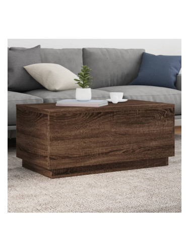 Sonata H Маса за кафе с LED осветление, кафяв дъб, 90x50x40 см