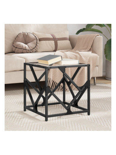 Sonata H Маса за кафе с прозрачен стъклен плот 40x40x41 см стомана