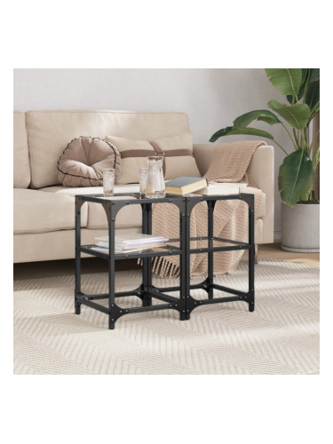 Sonata H Маси за кафе с прозрачен стъклен плот 2 бр 30x30x45 см стомана