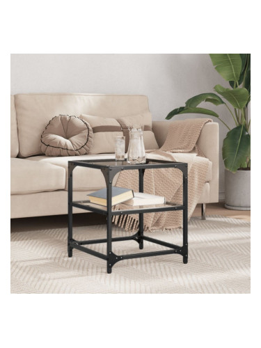 Sonata H Маса за кафе с прозрачен стъклен плот 40x40x45 см стомана