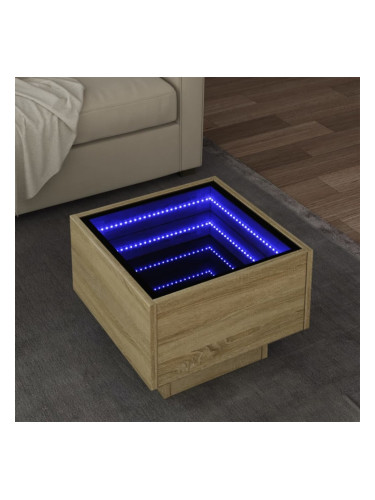 Sonata H Помощна маса с LED сонома дъб 40x40x30 см инженерно дърво