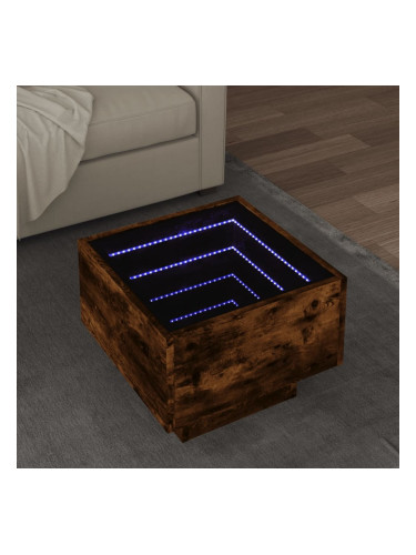 Sonata H Помощна маса с LED опушен дъб 40x40x30 см инженерно дърво