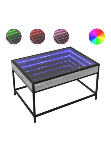 Sonata H Маса за кафе с Infinity LED, сив сонома, 70x50x41 см