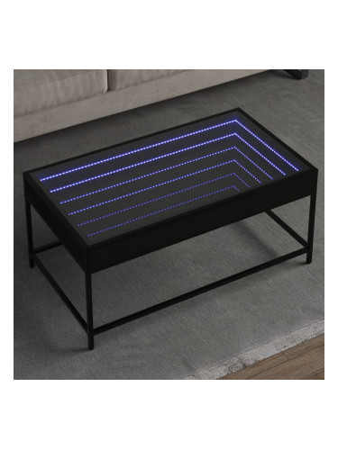 Sonata H Маса за кафе с Infinity LED черна 90x50x41 см