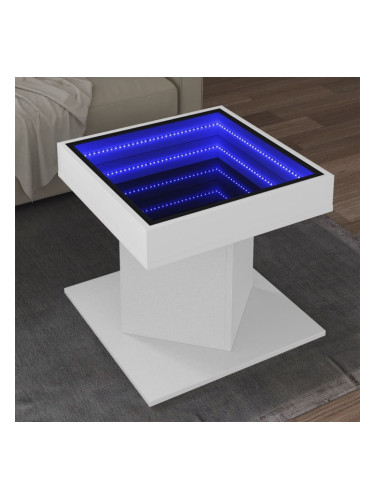 Sonata H Маса за кафе с LED, бяла, 50x50x45 см, инженерно дърво