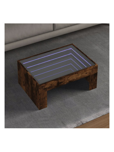 Sonata H Маса за кафе с Infinity LED, опушен дъб, 70x50x30 см