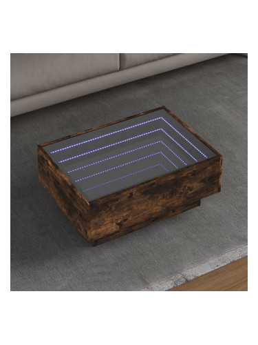 Sonata H Маса за кафе с LED, опушен дъб, 70x50x30 см, инженерно дърво