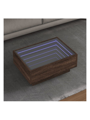 Sonata H Маса за кафе с LED, кафяв дъб, 70x50x30 см, инженерно дърво