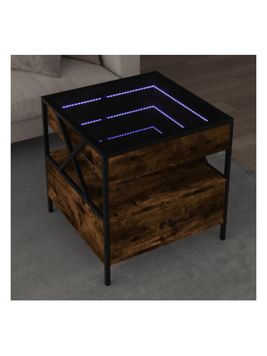 Sonata H Маса за кафе с Infinity LED, опушен дъб, 50x50x51 см