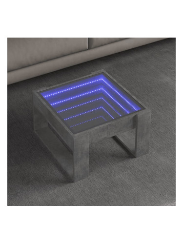 Sonata H Маса за кафе с Infinity LED, бетонно сив, 50x53x30 см