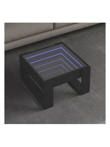 Sonata H Маса за кафе с Infinity LED, черна, 50x53x30 см