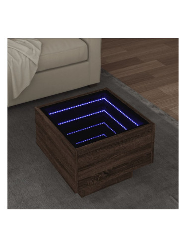 Sonata H Помощна маса с LED кафяв дъб 40x40x30 см инженерно дърво