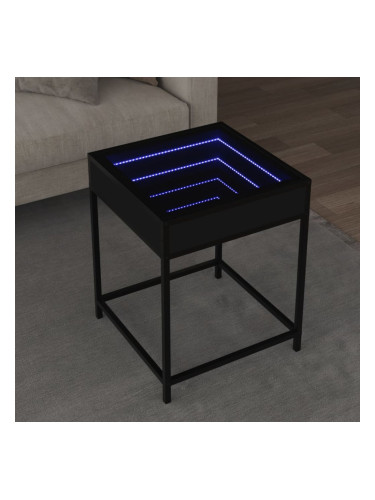 Sonata H Маса за кафе с Infinity LED черна 40x40x51 см