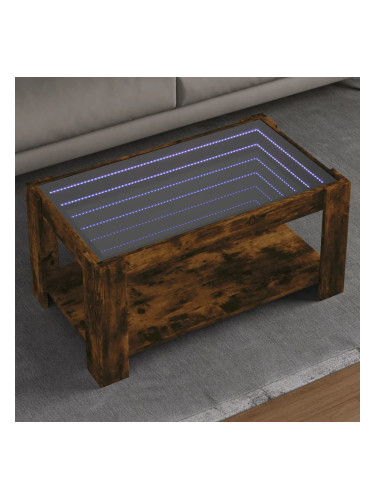 Sonata H Маса за кафе с LED, опушен дъб, 93x53x45 см, инженерно дърво