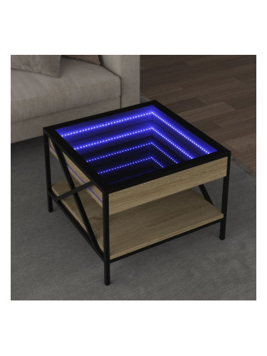 Sonata H Маса за кафе с Infinity LED, сонома дъб, 50x50x38 см