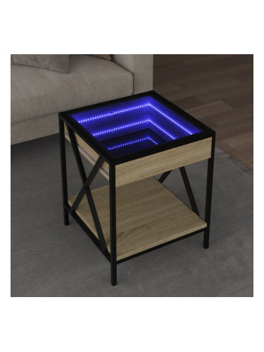 Sonata H Маса за кафе с Infinity LED, сонома дъб, 40x40x49 см