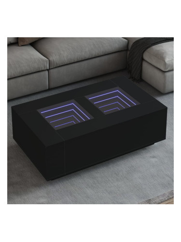 Sonata H Маса за кафе с Infinity LED, черна, 116x69x40 см