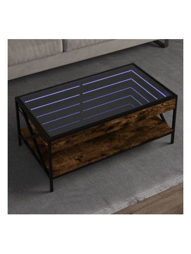 Sonata H Маса за кафе с Infinity LED, опушен дъб, 90x50x38 см