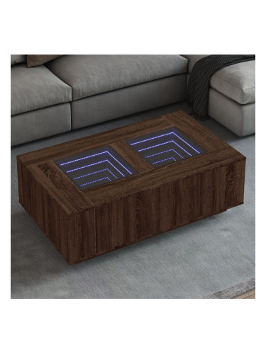 Sonata H Маса за кафе с Infinity LED, кафяв дъб, 116x69x40 см