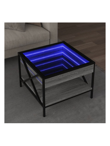 Sonata H Маса за кафе с Infinity LED, сив сонома, 50x50x38 см