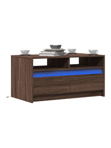 Sonata H Маса за кафе с LED осветление, кафяв дъб, инженерно дърво