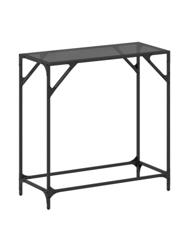 Sonata H Конзолна маса с черен стъклен плот 80x35x81 см стомана