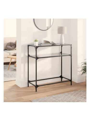 Sonata H Конзолна маса с черен стъклен плот 80x35x81 см стомана