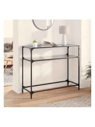 Sonata H Конзолна маса с черен стъклен плот 98x35x81 см стомана