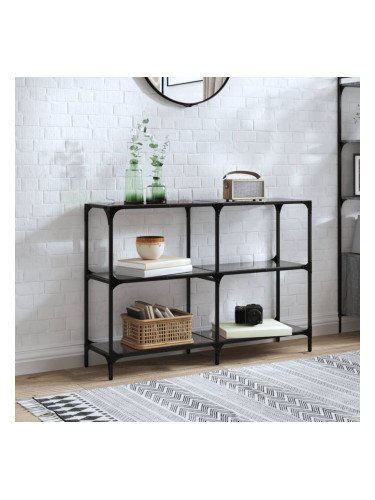 Sonata H Конзолна маса с черен стъклен плот 118,5x30x81 см стомана