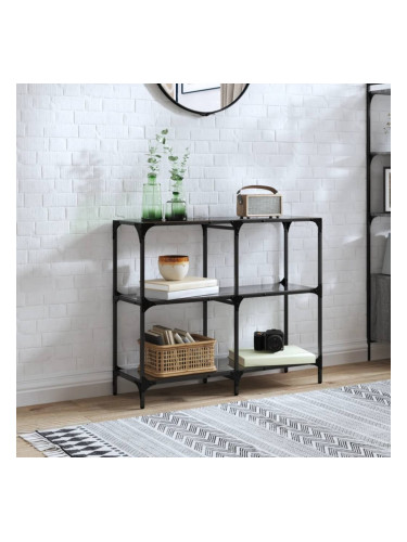 Sonata H Конзолна маса с черен стъклен плот 98x30x81 см стомана