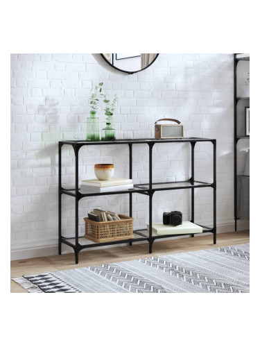 Sonata H Конзолна маса с прозрачен стъклен плот 118,5x30x81 см стомана