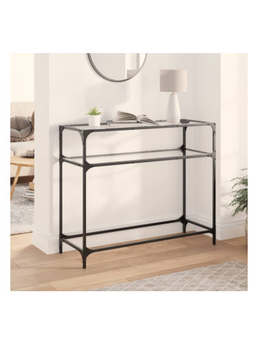 Sonata H Конзолна маса с прозрачен стъклен плот 98x35x81 см стомана
