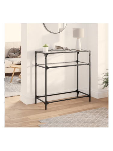 Sonata H Конзолна маса с прозрачен стъклен плот 80x35x81 см стомана