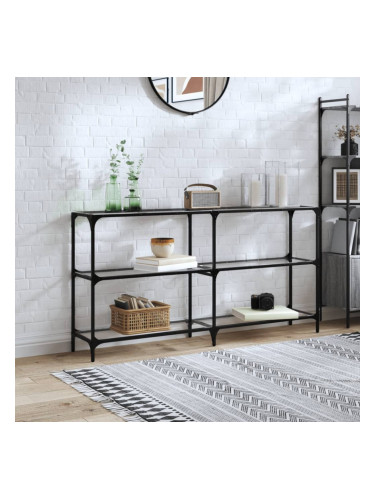 Sonata H Конзолна маса с прозрачен стъклен плот 158,5x30x81 см стомана