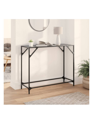 Sonata H Конзолна маса с черен стъклен плот 98x35x81 см стомана