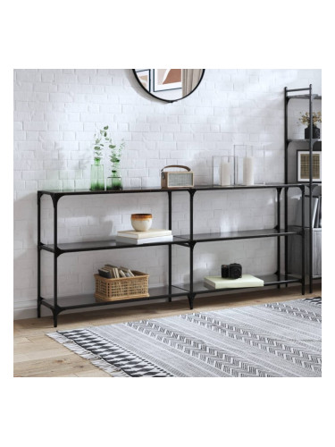 Sonata H Конзолна маса с черен стъклен плот 194,5x30x81 см стомана