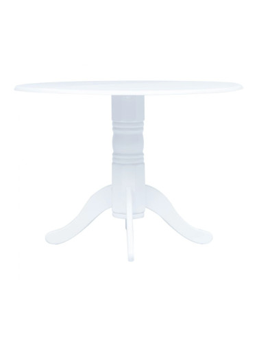 Sonata H Трапезна маса, бяла, 106 cм, каучуково дърво масив