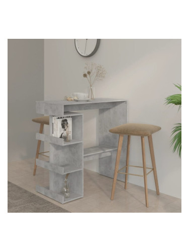 Sonata H Бар маса с рафтове бетонно сива 100x50x101,5 см инженерно дърво