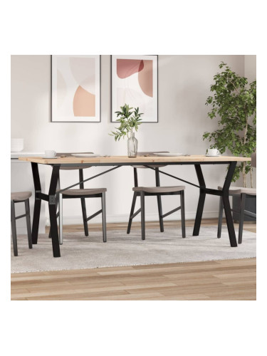 Sonata H Трапезна маса Y-образна рамка 180x90x75,5 см бор масив и чугун
