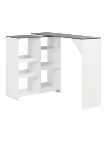 Sonata H Бар маса с подвижен рафт, бяла, 138x39x110 см