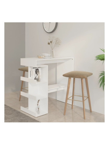 Sonata H Бар маса с рафтове, бяла, 100x50x101,5 см, инженерно дърво