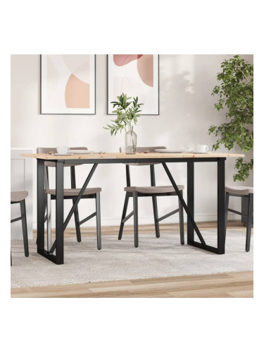 Sonata H Трапезна маса О-образна рамка 140x80x75 см бор масив и чугун