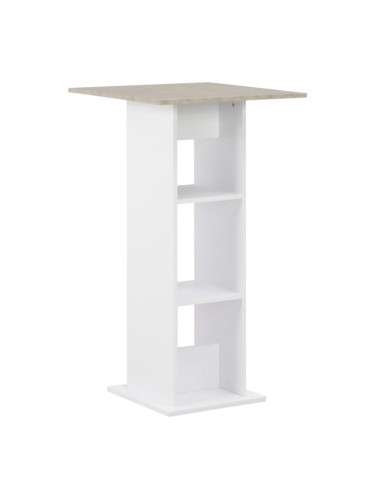 Sonata H Бар маса, бяло и бетонно, 60x60x110 см