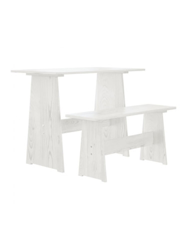 Sonata H Трапезна маса с пейка REINE, бяла, борово дърво масив